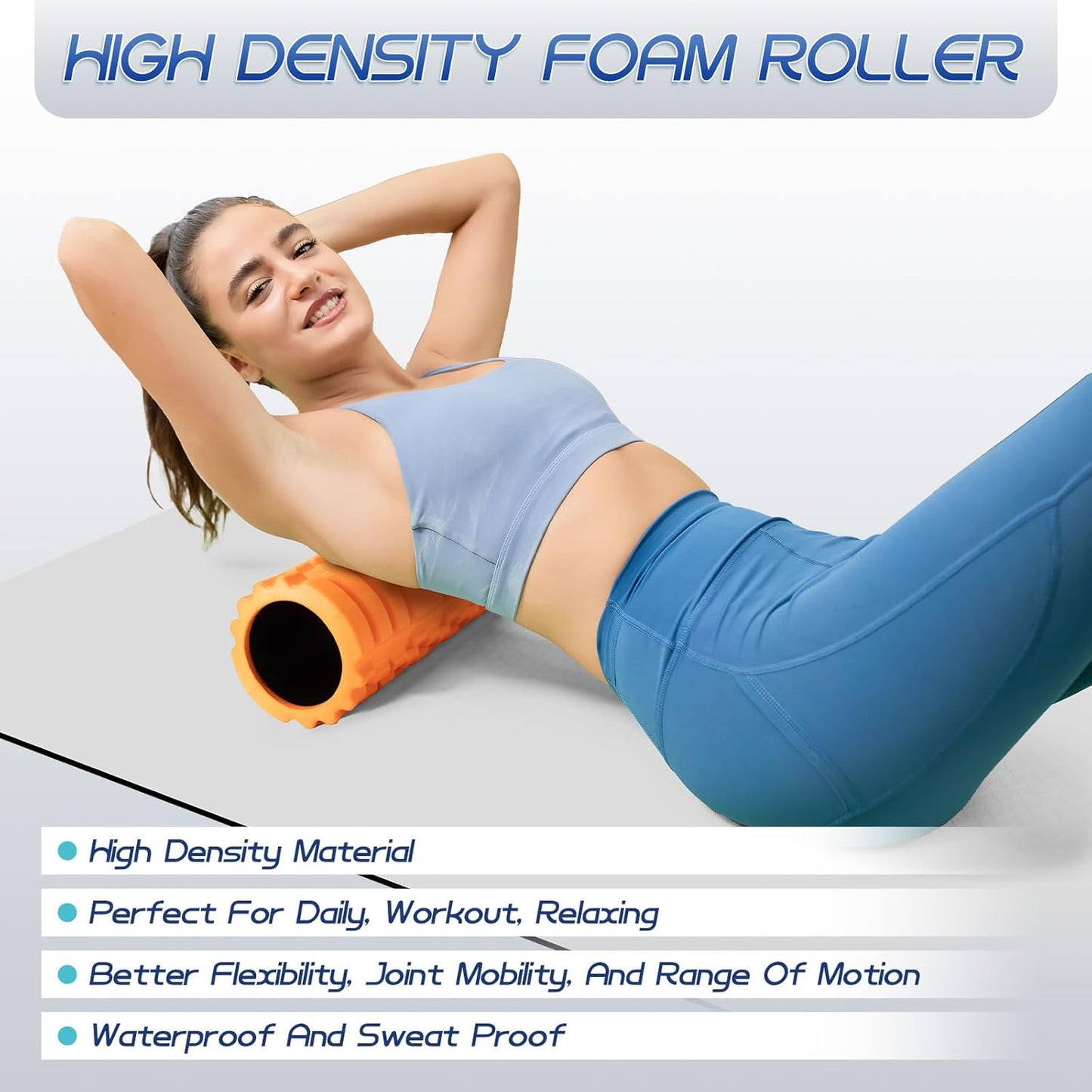 Foam Roller High Density Foam Roller Set for Deep Tissue Muscle Massage, 18" Trigger Point Fitness Exercise Massage Roller, Self-Myofascial Release for Whole Body (Orange)