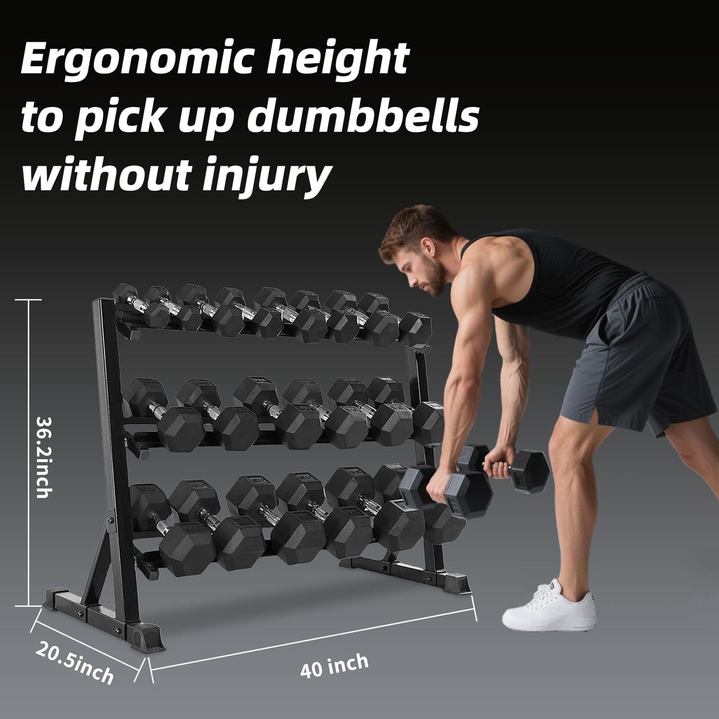 350/450/550 lbs Hex Weight Dumbbell Sets with Rack 5-50 lbs Hand Weights for Strength Training for Home Gyms Men Women Rubber Iron Rubber Coated Exercise & Fitness Muscle