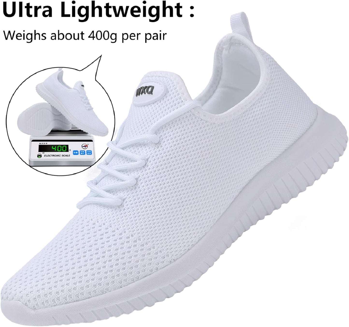 WXQ Men's Running Shoes Comfortable Lightweight Breathable Walking Shoes Mesh Workout Casual Sports Shoes