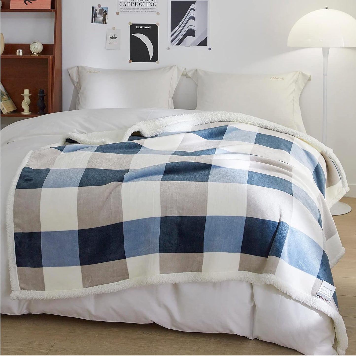 PU MEI 50"x60" Sherpa Fleece Blanket - Soft, Cozy, Thick and Warm for Couch, Sofa or Bed