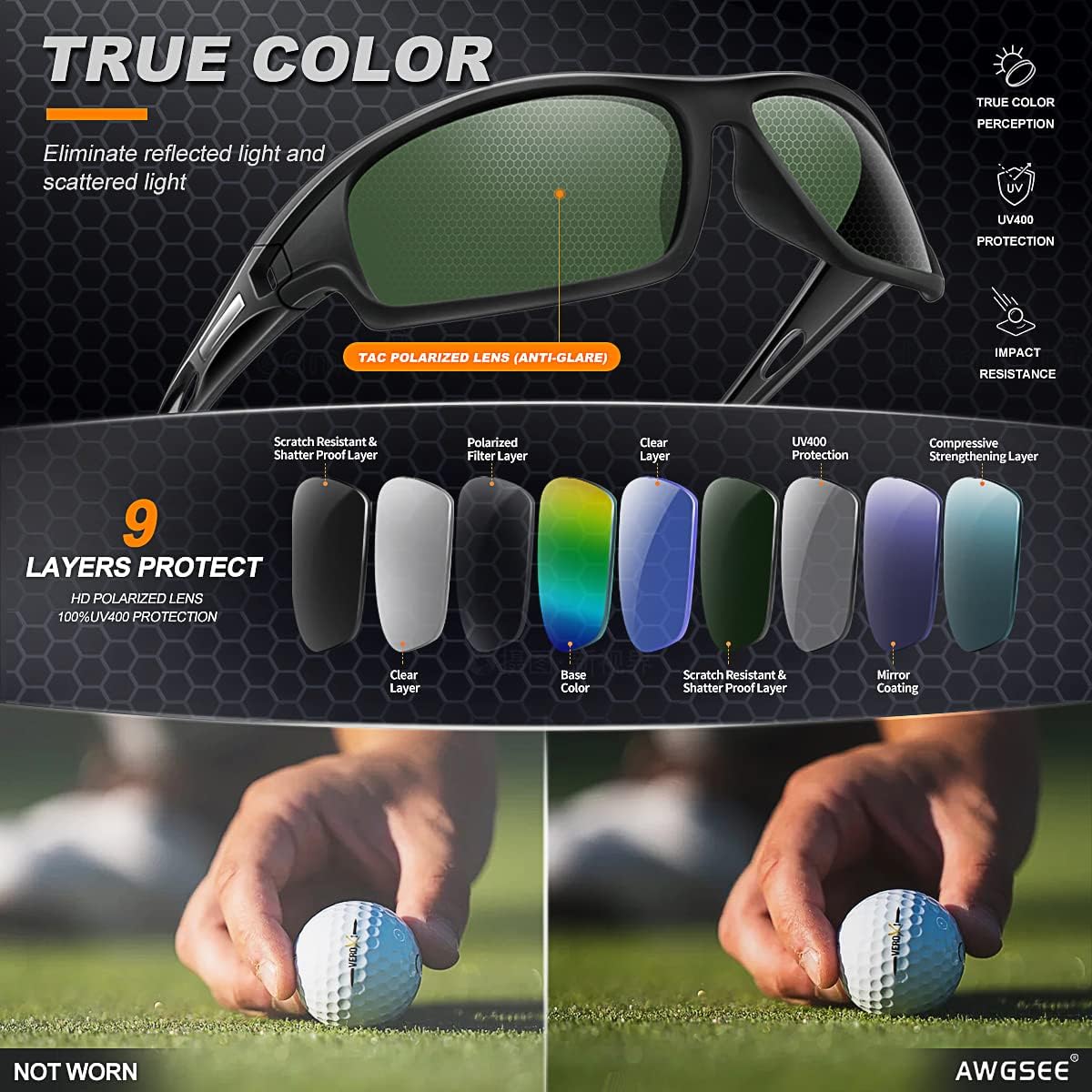 Polarized Sports Sunglasses for Men 100% UV Protection Wrap Around Unbreakable Sun Glasses for Fishing Driving