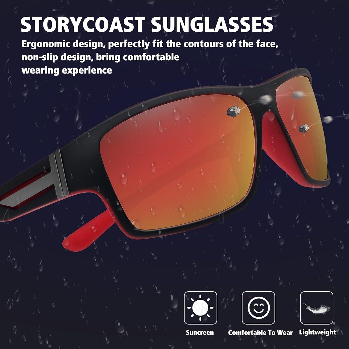 STORYCOAST Polarized Sports Sunglasses for Men Women Unbreakable Frame Cycling Fishing Driving