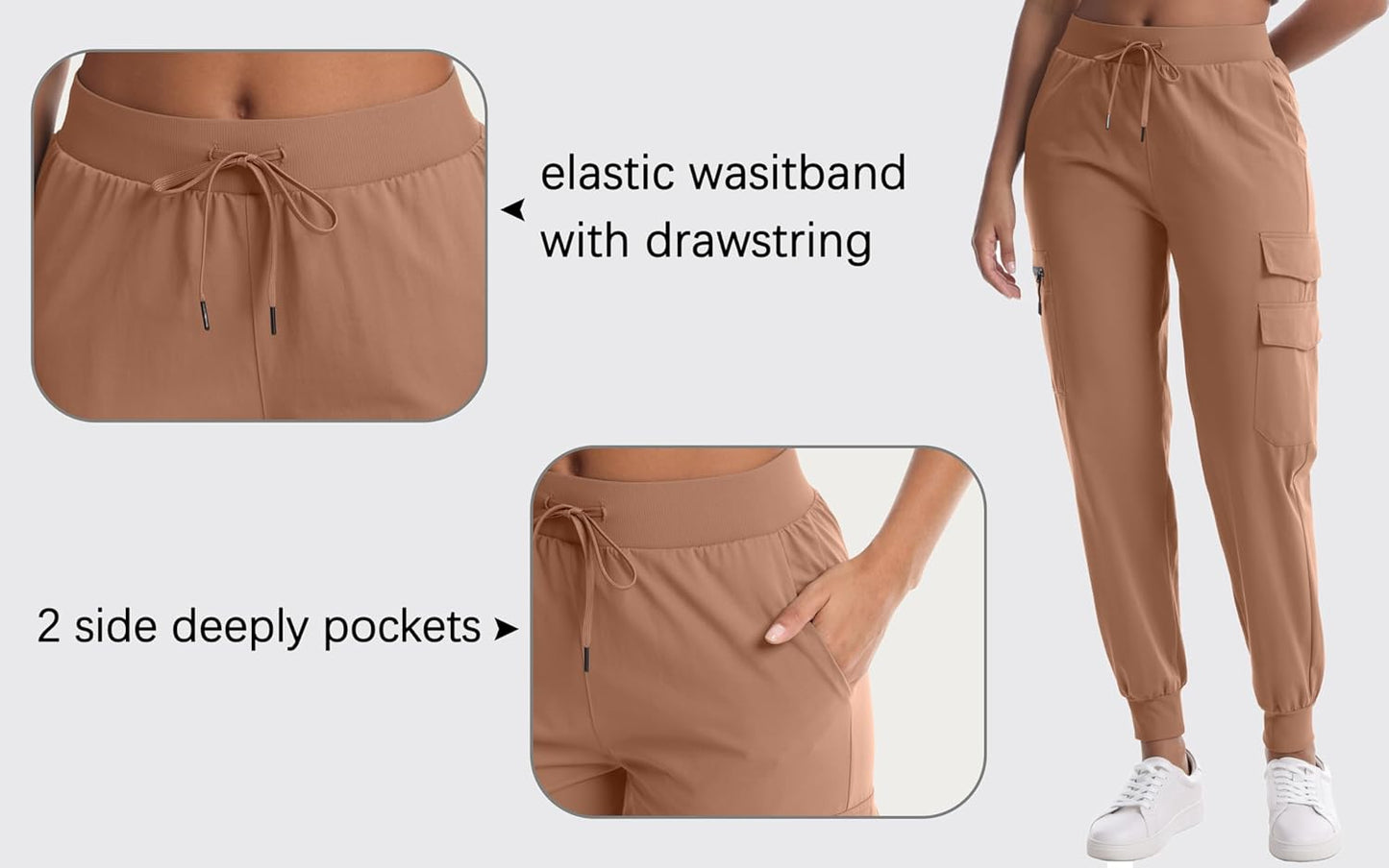 Women's Hiking Pants with Pockets Water Resistant Lightweight Quick Dry Cargo Pants for Travel Outdoor