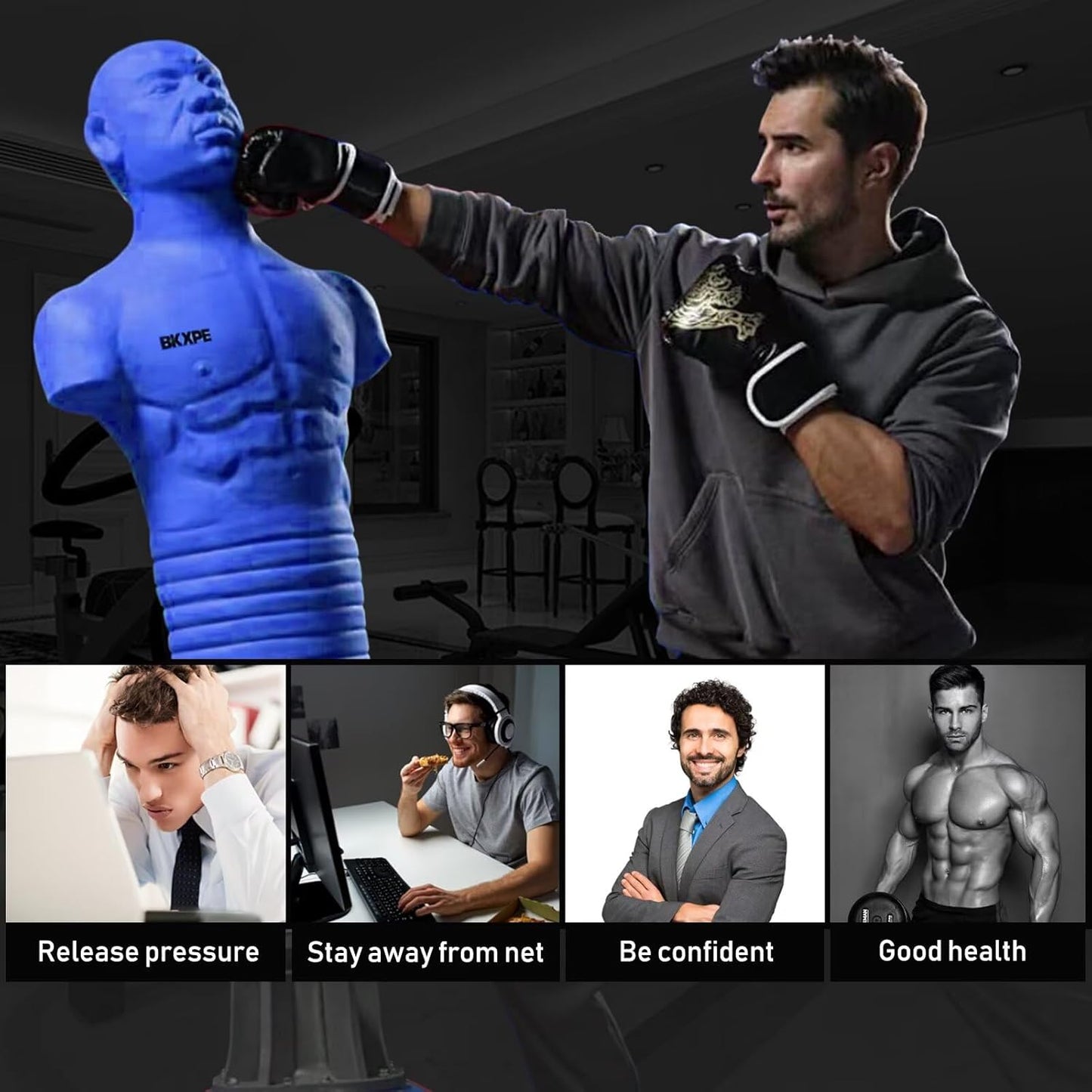 Punching Bags for Adults Silica Gel Heavy Bag Stand Bob Punching Dummy Kick Boxing Mannequin Home Gym