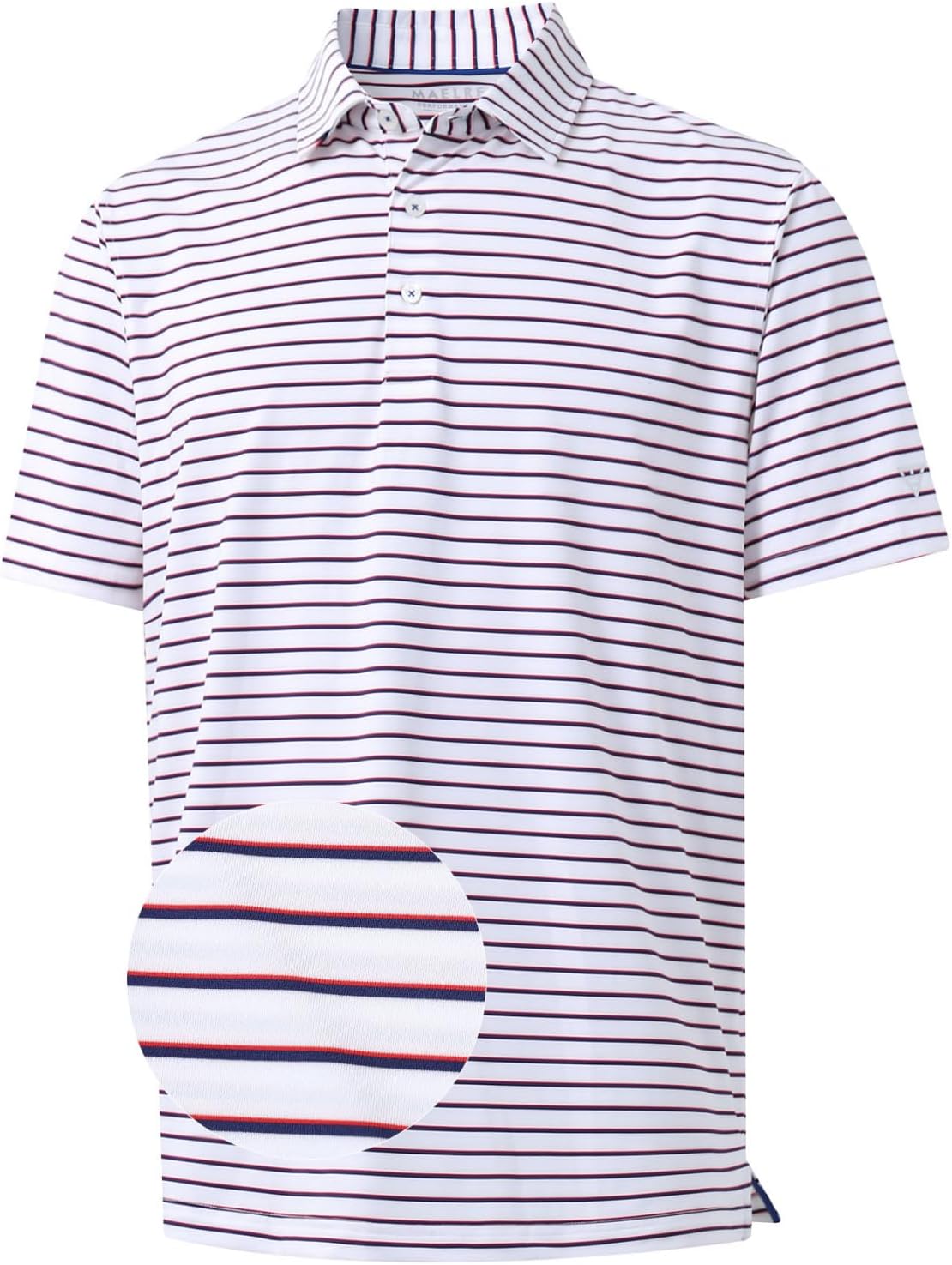 M MAELREG Golf Shirts for Men Moisture Wicking Striped Polo Performance Dry Fit Business Sports Mens Polo Shirts Short Sleeve