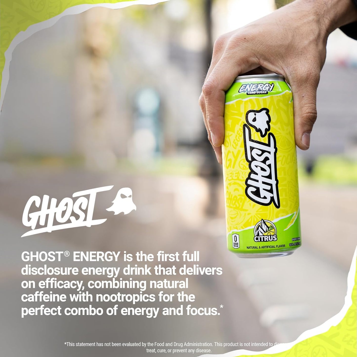 GHOST Energy Drink - 12-Pack, Citrus, 16oz Cans - Energy & Focus & No Artificial Colors - 200mg of Natural Caffeine, L-Carnitine & Taurine - Gluten-Free & Vegan