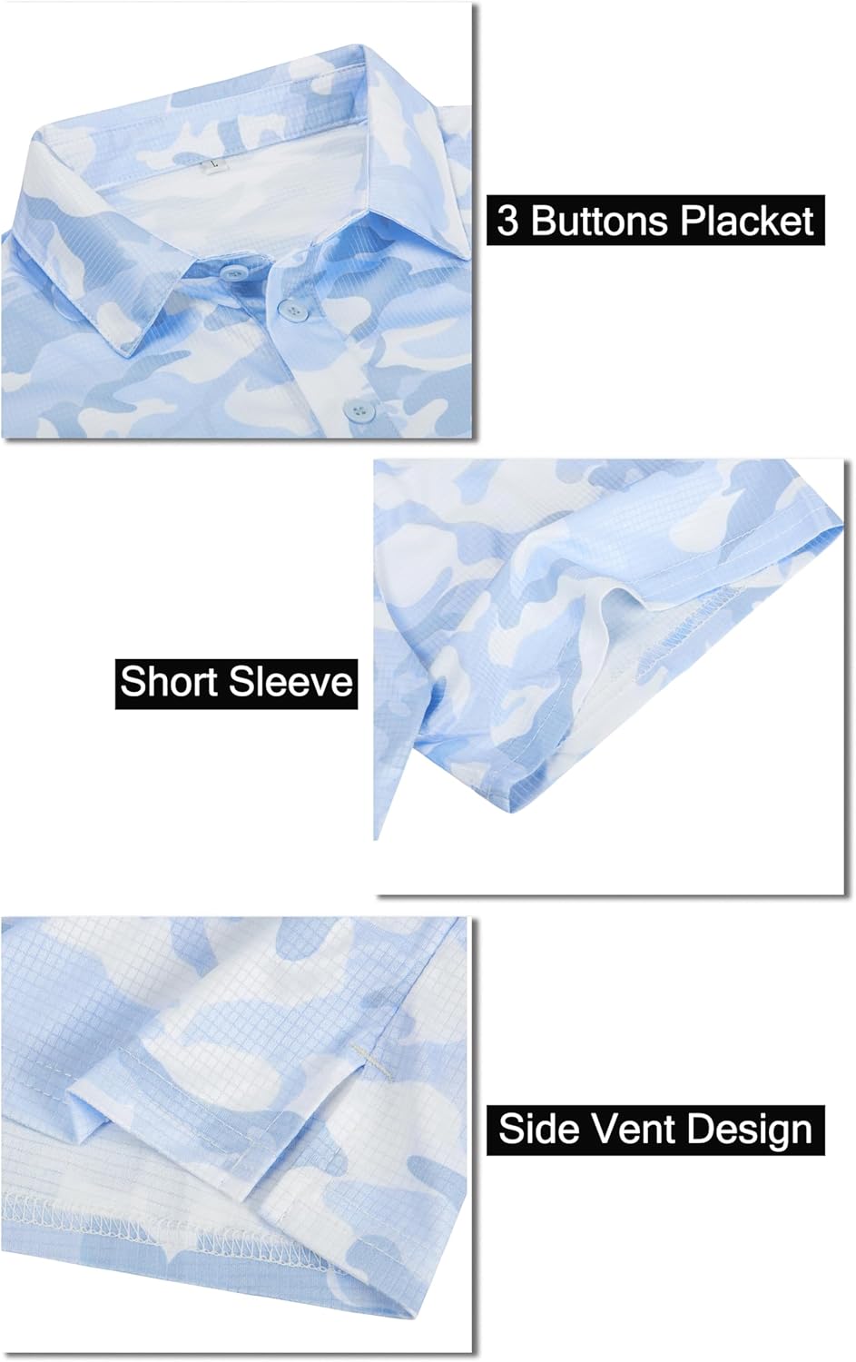 TAPULCO Mens Quick Dry Polo Shirts Camouflage Pattern Performance Athletic Lightweight Breathable Casual Golf Tshirts