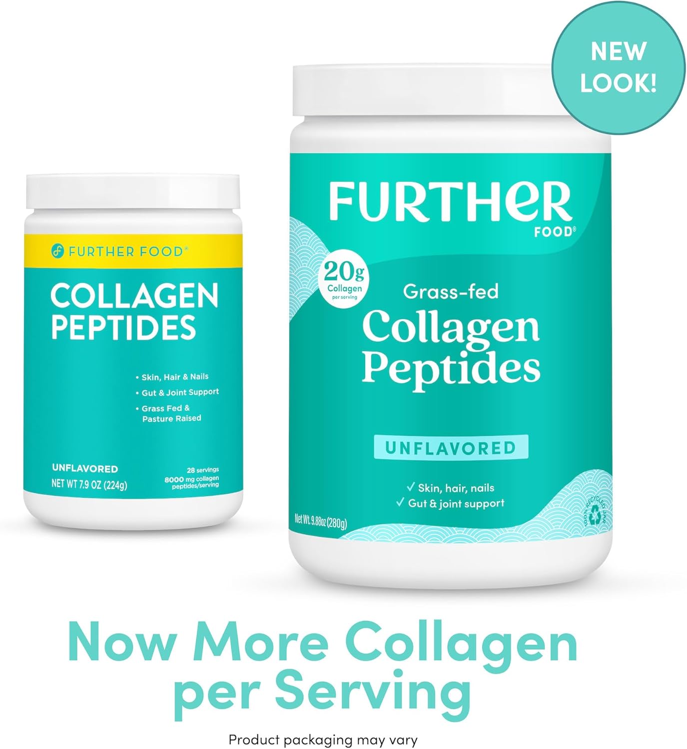 Further Food Unflavored Collagen Peptides Powder, Grass-Fed Pasture-Raised Hydrolyzed Type 1 & 3 Protein, Gut Health + Joint, Hair, Skin, Nails, Paleo Keto Sugar-Free 9.88 oz
