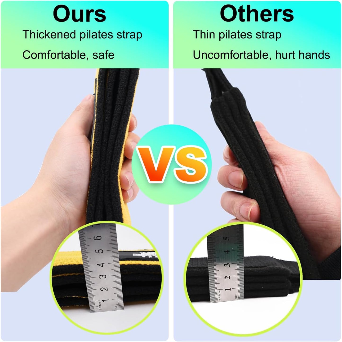 1 Pair Pilates Double Loop Straps for Reformer Fitness D-Ring Straps Handle, Yoga Exercise Accessories for Home Gym Workout