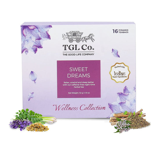 TGL Co. Sweet Dreams Herbal Green Tea – 16 Tea Bags | Chamomile, Lavender & Valerian | Calming & Sleep Support Blend