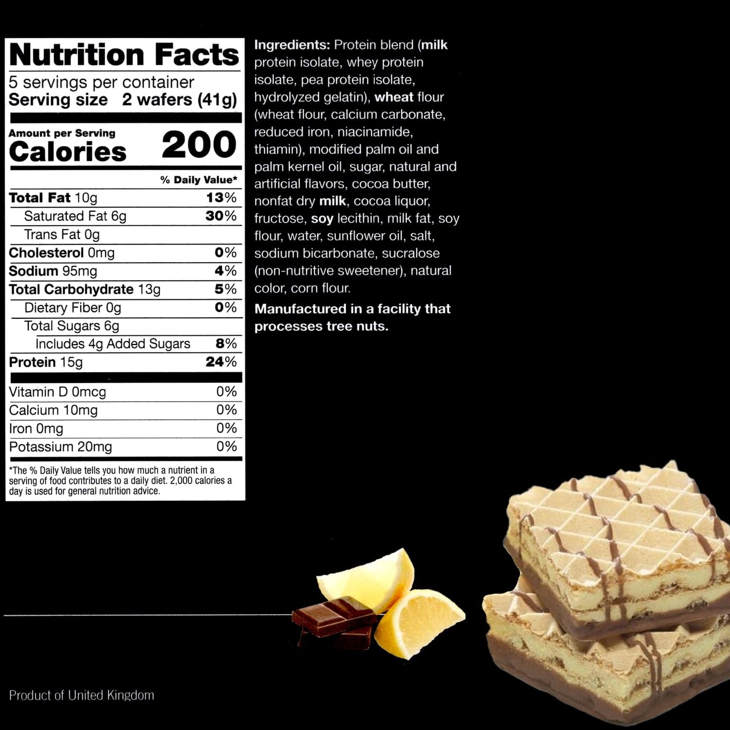 ProtiWise High Protein Wafers | Lemon | 15g Protein Per Serving, Low Carb, Low Sugar, High Fiber Snack | Gluten-Free, Keto-Friendly Diet for Hunger Control & Weight Loss | 5/Box