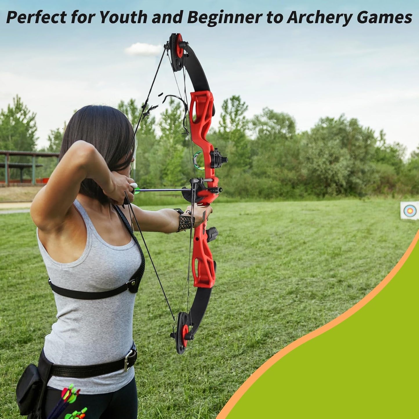 Compound Bow Archery Sets for Youth & Kids,Beginners, Right Hand Compound Bows, Draw Length 18"-27",15-30 lbs Draw Weight, 260fps, Hunting Bow Archery Arrows Set