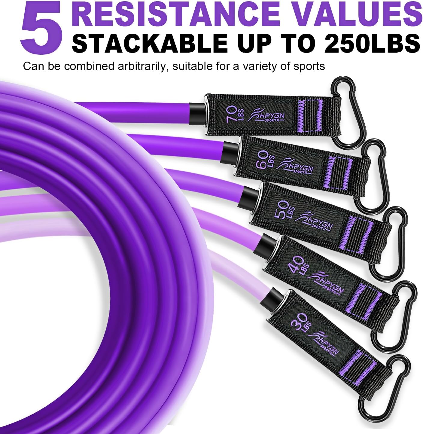 HPYGN Resistance Bands, Exercise Bands with Handles, Fitness Bands, Workout Bands with Door Anchor and Ankle Straps, for Heavy Resistance Training, Physical Therapy, Shape Body, Yoga, Home Workout Set