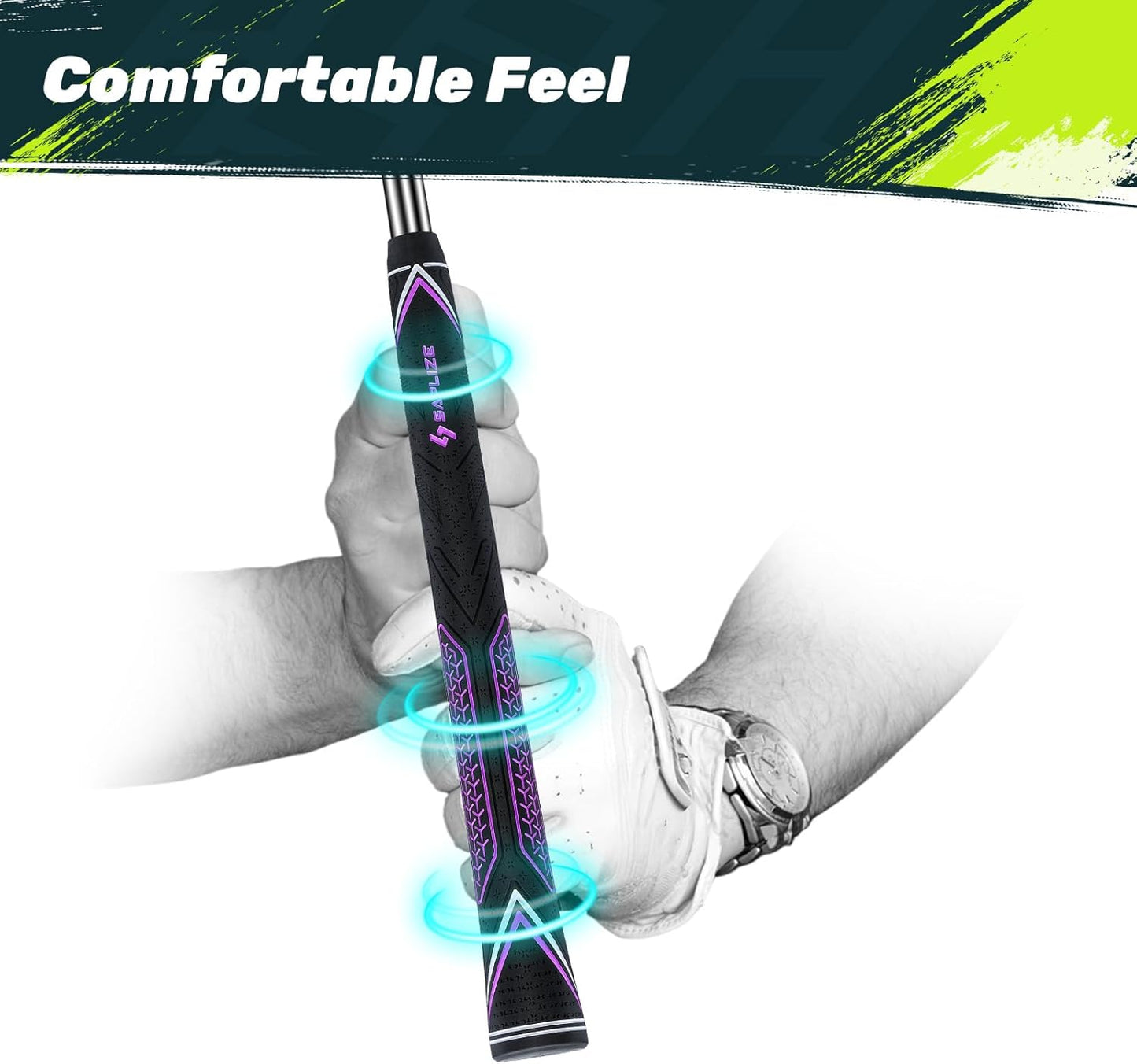 SAPLIZE High-performance Rubber Golf Grips 13 Pack, High Shock Absorption, Non-slip, Choose from 13 Grips with 15 Tapes or Full Regripping Kit, Available in Standard/Mid/Jumbo Sizes, CC10 Series