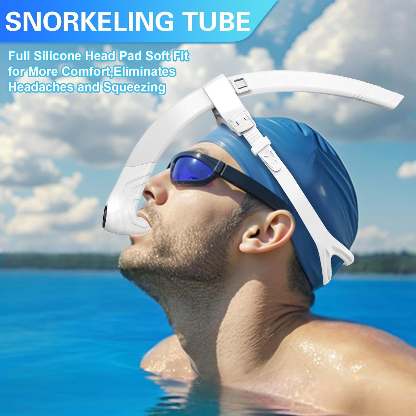 Greatever Detachable Portable Snorkel for Lap Swimming Unisex-Adult Silicone Adjustable Headband One Way Exhaust Valve