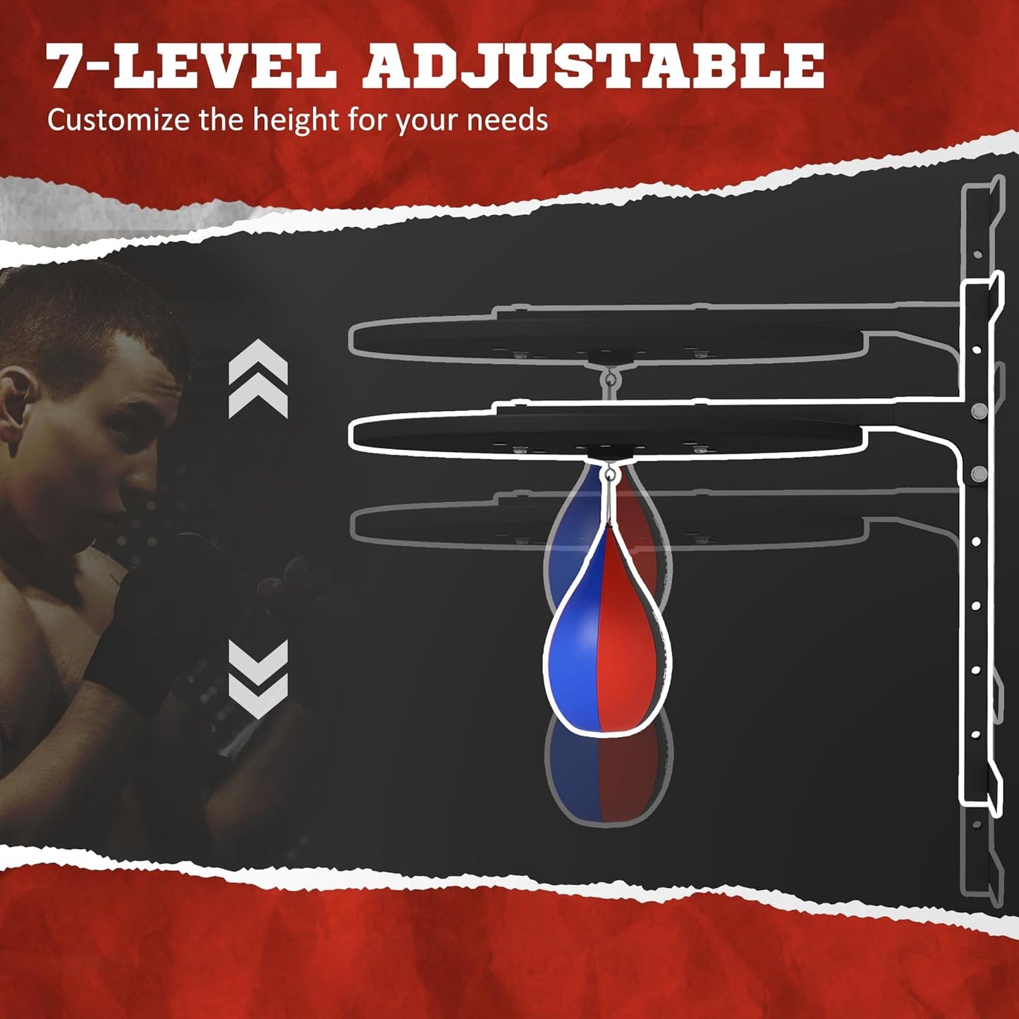 Soozier Wall Mounted Speed Bag Platform with 360-Degree Swivel, Adjustable Punching Bag for Home Fitness