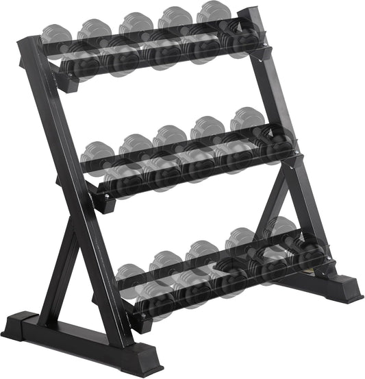 PayLessHere Dumbbell Rack 3 Tier Weight Storage Organizer Racks with Solid Steel Holder & 1000lbs Capacity For Home Gym, Black