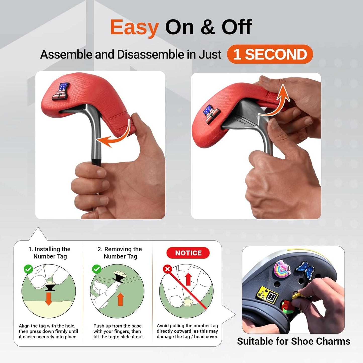 10pcs EVA Golf Club Covers – 7 Iron & 3 Wedge Covers with Numbers – Washable, Wear-Resistant Protection – Easy On & Off for Golf Irons & Wedges