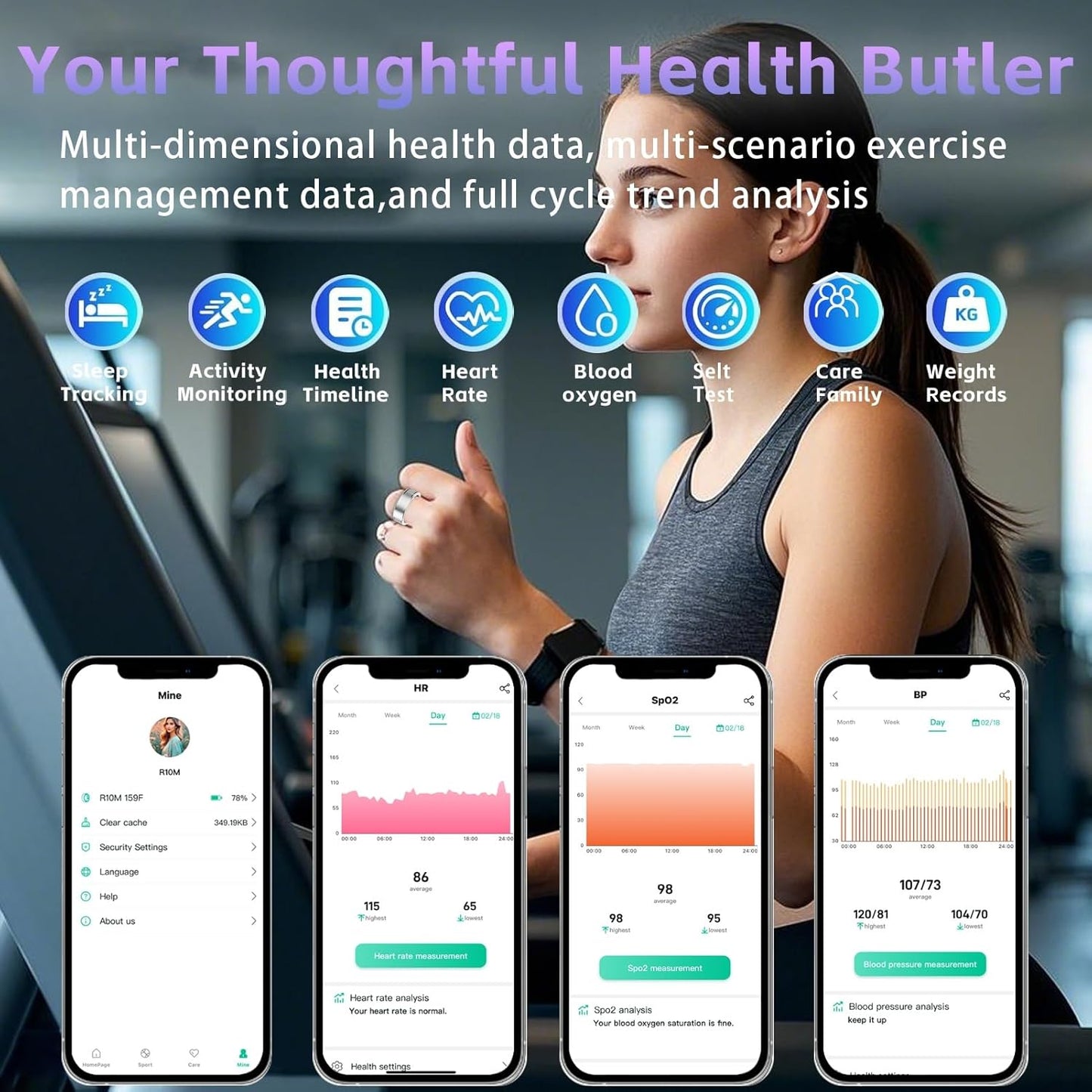 Smart Ring for Women – Fitness Tracker Ring with Heart Rate, SpO2, Blood Pressure, Sleep Monitoring, Step & Calorie Counter, No Subscription Fee, iOS & Android Compatible (Silver, 13)
