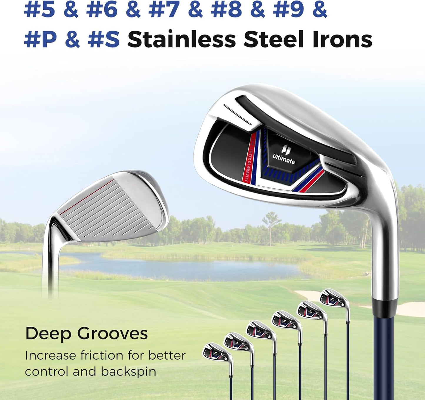 Goplus Complete Golf Club Package Set for Men, 11 PCS Right Handed Golf Clubs with 460CC #1 Driver, #3 Fairway Wood, #5 Hybrid, #5/#6/#7/#8/#9/#S/#P Irons, Putter, Golf Stand Bag with Rain Hood