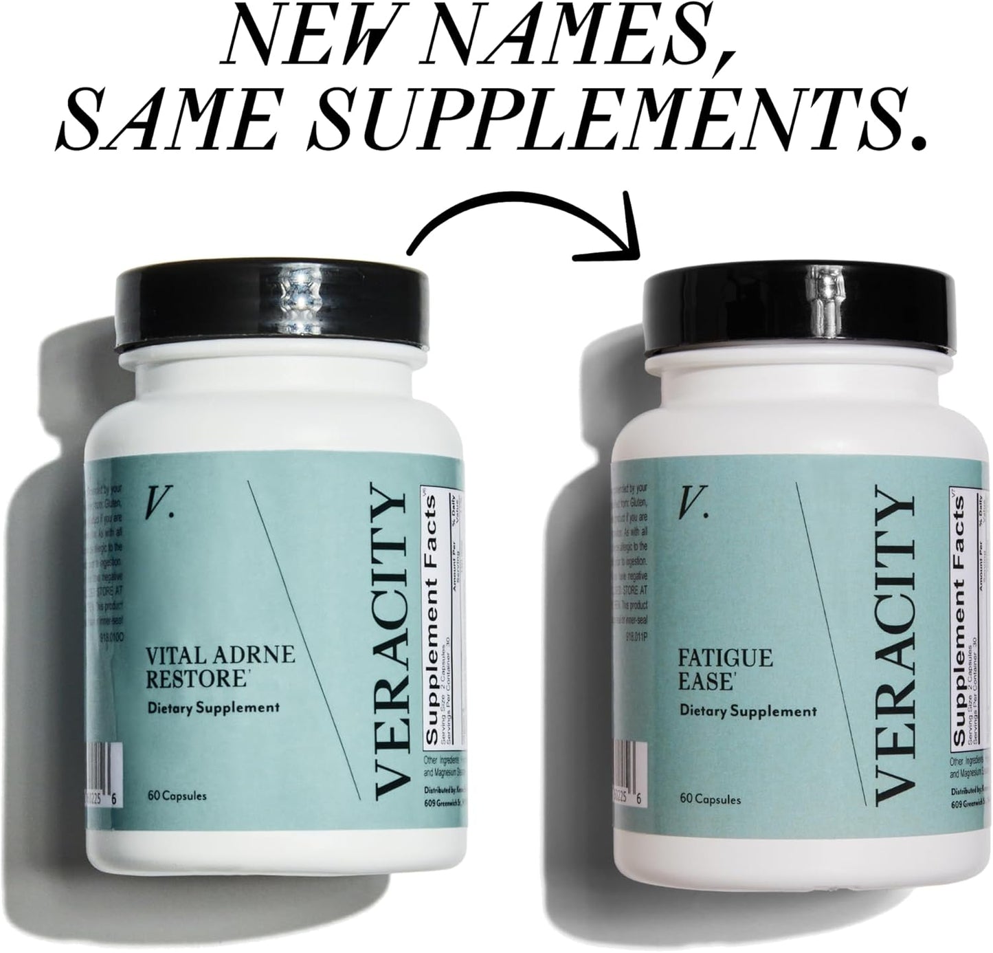 Veracity Fatigue Ease Adrenal Support Supplement for Stress Resilience, Healthy Cortisol & Energy - Adaptogenic Blend of Ashwagandha, Schisandra Berry, Licorice & Rhodiola – 100% Natural - 60 Capsules