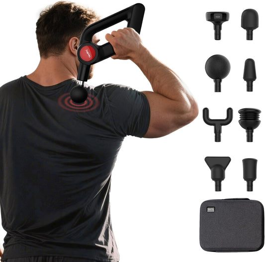 Deep Tissue Massage Gun with Heat, 12mm Amplitude Percussion Massager for Athletes & Muscle Relief, Professional Handheld Masssger Gun for Neck, Back, Shoulder, Leg, Gift for Men, Black