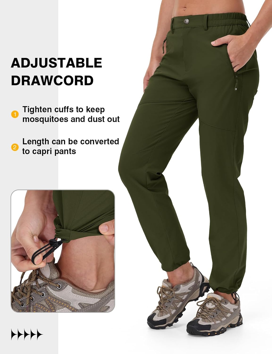 TBMPOY Women's Lightweight Hiking Pants Water Resistant Quick Dry Travel Work Outdoor Fishing Pants Zipper Pockets