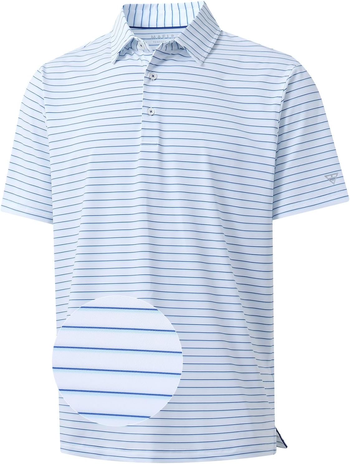 M MAELREG Golf Shirts for Men Moisture Wicking Striped Polo Performance Dry Fit Business Sports Mens Polo Shirts Short Sleeve