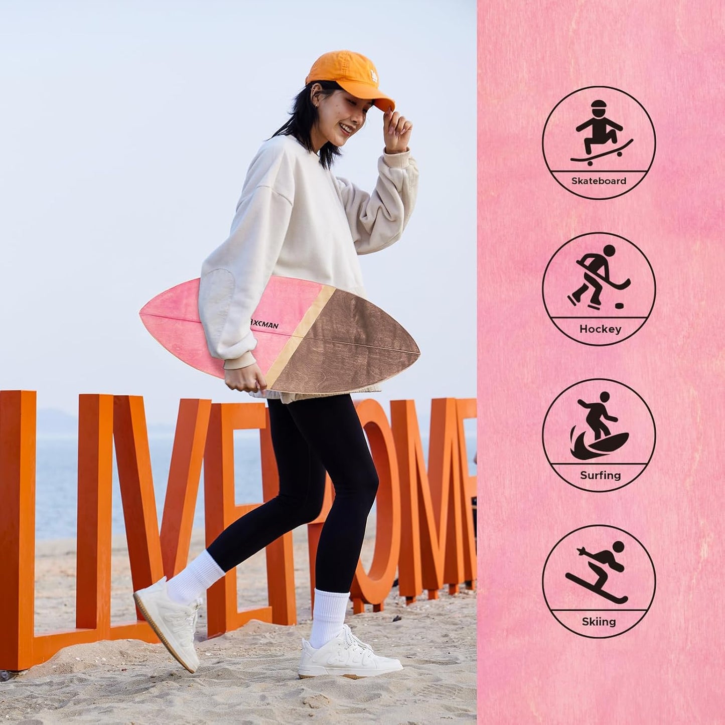 XCMAN Surf Balance Board Trainer with Roller Wooden Exercise Balancing Stability Trainer - Non Slip Surface for Adults Kids|Balance Board for Surfing,Snowboarding,Skateboarding,Hockey,Yoga Training