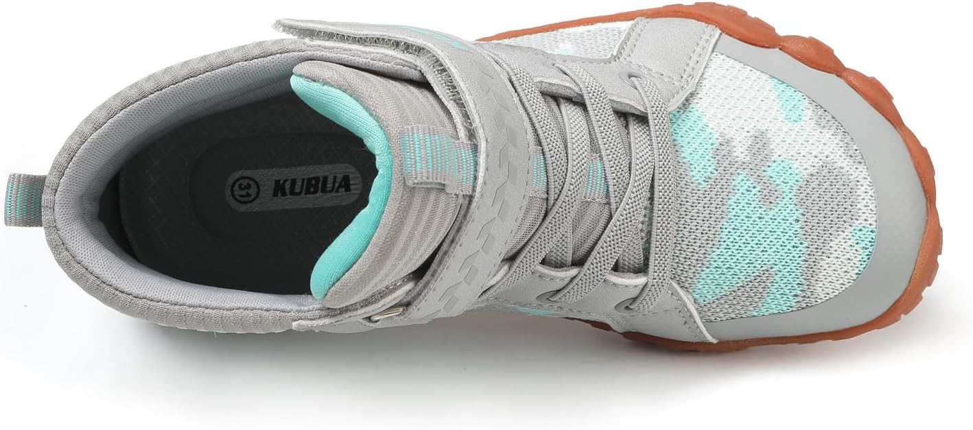 KUBUA Kids High Top Barefoot Shoes Boys Girls Minimalist Sneakers Lightweight Comfort Zero Drop Shoes Toddler Little Big Kid