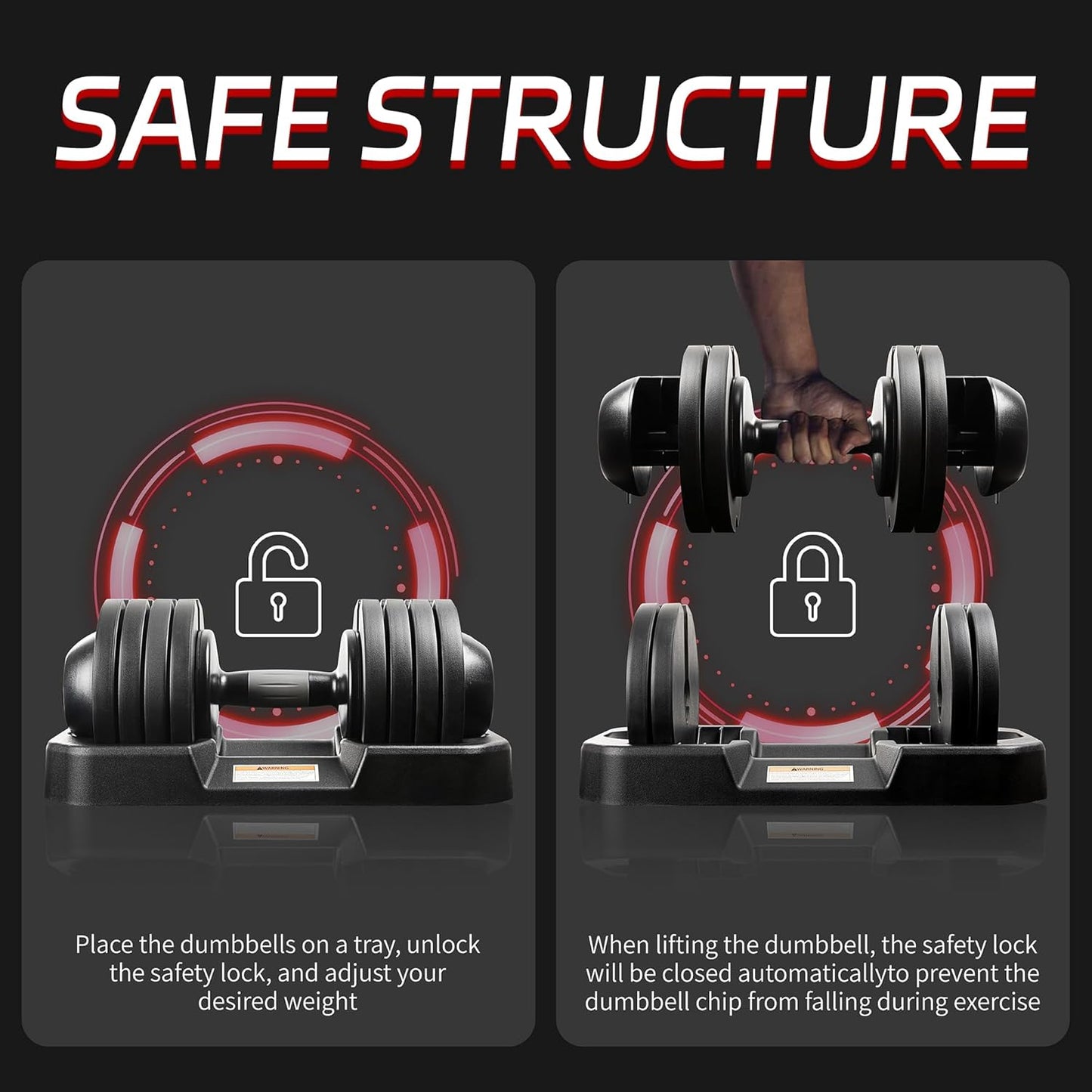 52LBS Single/Pair Adjustable Dumbbells Set Premium Rubber Coated Dumbbell Set with Secure Locking Mechanism for Safe & Customizable Strength Training