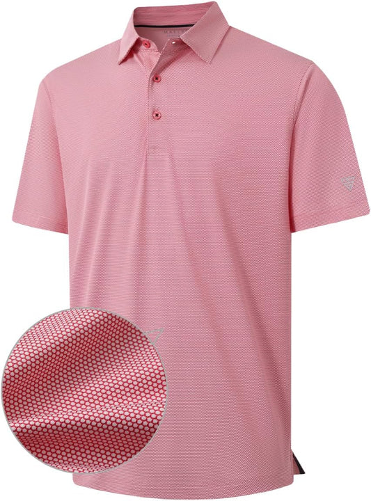 M MAELREG Golf Shirts for Men Dry fit Sports Jacquard Lightweight Performance Texture Short Sleeve Collared Polo Shirts