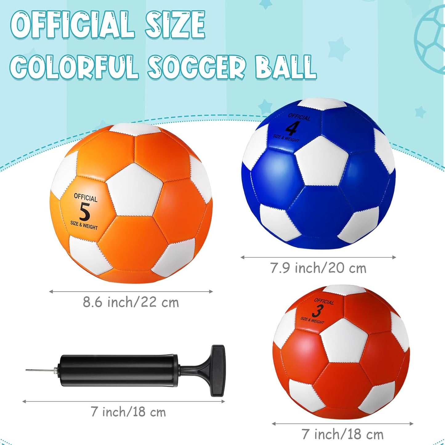 Libima 12 Pcs Soccer Balls with Pump Official Size 3/4/5 Soccer Ball Bulk for Child Adult School Sport Training Practice Christmas Operation