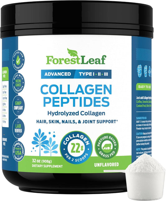 Collagen Peptides Powder Unflavored - Hydrolyzed Collagen Protein Powder Type 1, 2 & 3 - Grass Fed Keto Collagen Powder for Women & Men - Vital Hair, Skin, Nails, Joints, Recovery, 11g Per Serving