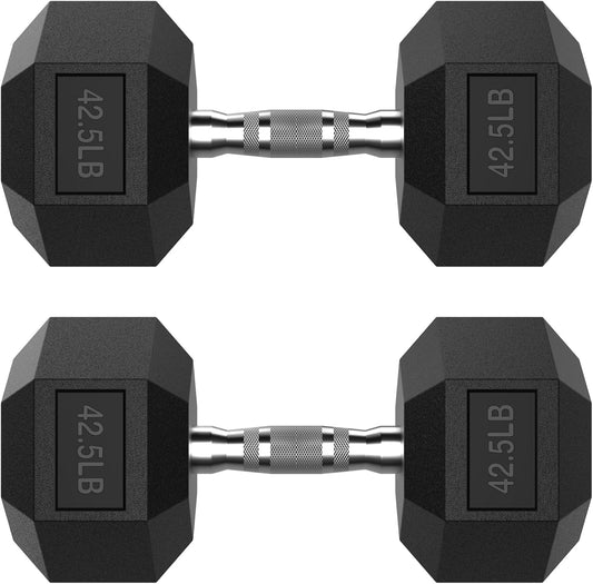 Hex Dumbbell Set 2.5-400 lb, Rubber Encased Exercise & Fitness Dumbbells, Weights Dumbbells Set of 2, Hand Weight for Strength Training