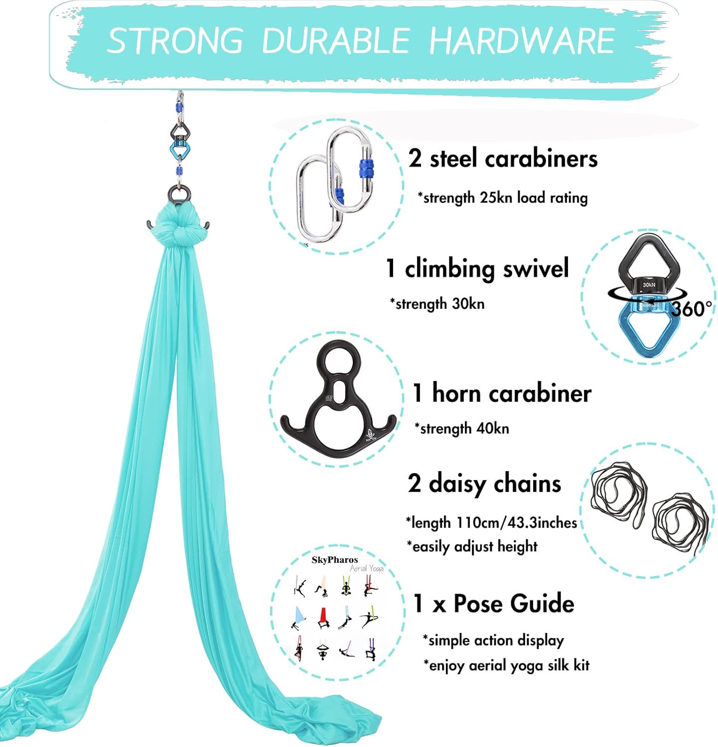 Aerial Silks Yoga Swing Set - 9/11 Yards Aerial Yoga Hammock Kit Anti-Gravity Flying for Fitness, Low/Non Stretch Nylon Tricot Fabric Hardware Included for Dance