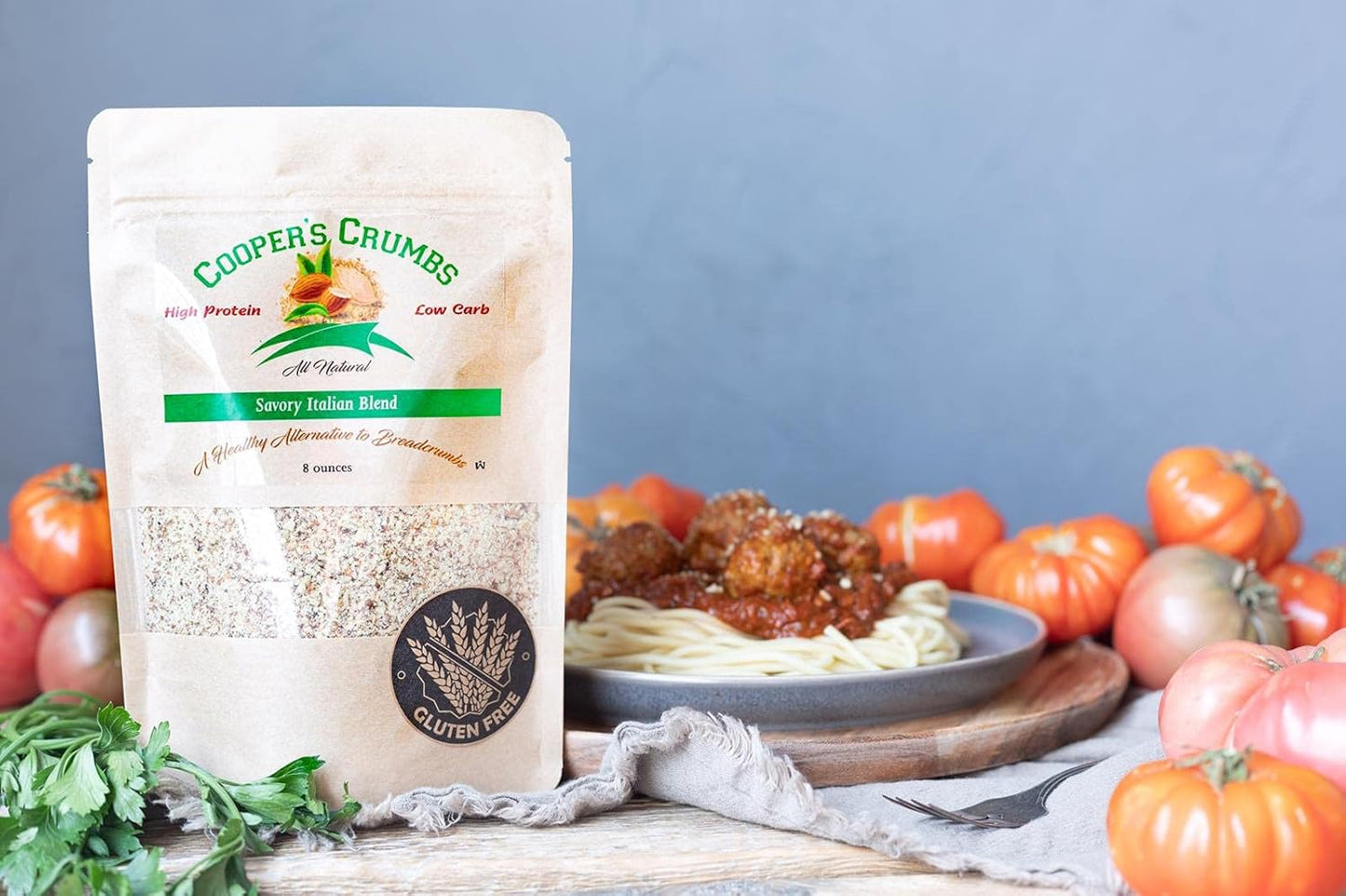 Cooper's Crumbs All Natural Gluten Free Low Carb Bread Crumb Alternative, High Protein, Vegan, Certified Kosher, Paleo, Keto (Savory Italian Blend)