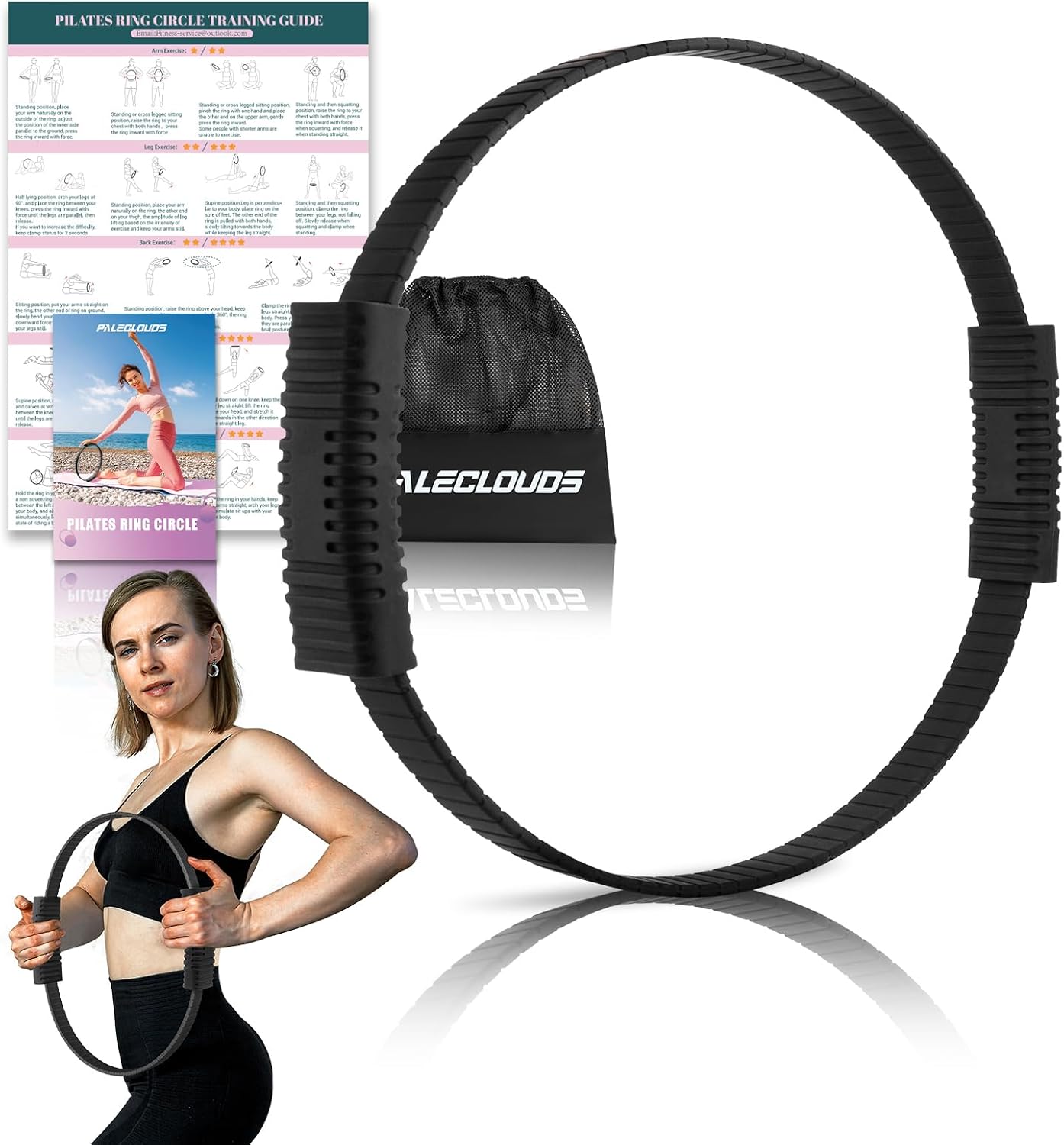 Pilates Ring, 13.5"/12" Silicone Magic Circle with Training Poster & Portable Bag, Pilates Ring Circle for Inner Thigh Workout, Yoga, Lose Weight & Physical Therapy for Women