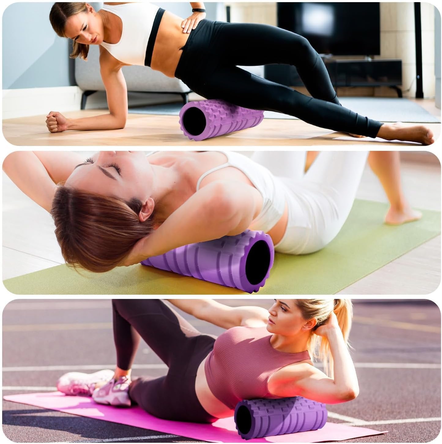 Foam Roller for Muscle Massager, Patented 13" High Density Exercise Roller for Muscle and Myofascial Trigger Point Release, Yoga, Back Roller for Fitness, Yoga (Purple)