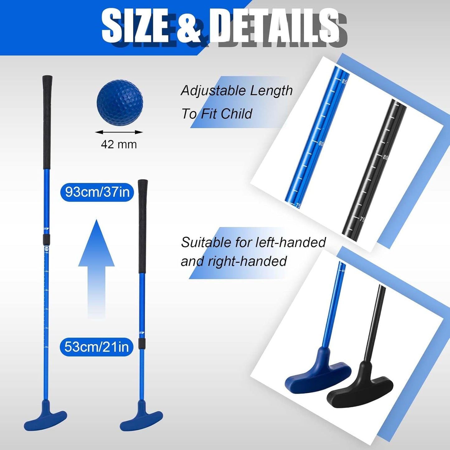 Lenwen 2 Pcs Golf Putter for Men Women Adjustable Length Two Way Putter Right or Left Handed Golfers Mini Golf Club with Practice Balls for Adults