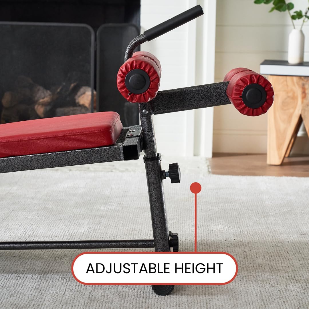 Finer Form Gym-Quality Sit Up Bench with Reverse Crunch Handle - Curved Ab Workout Bench for Your Home Gym. More Effective than an Ab Machine or Ab Roller. Get Abdominal Weight Bench for Decline Bench Press Right in Your Home Gym.