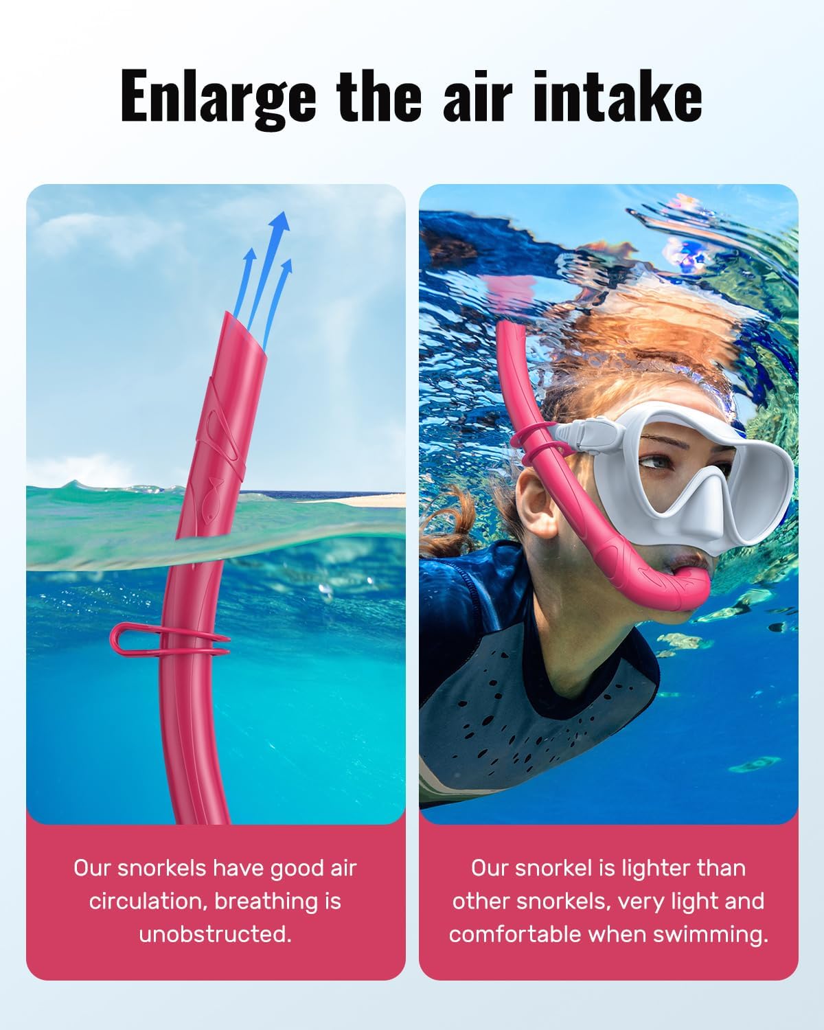 W WSTOO Adults Diving Snorkel Breathing Tube Silicone Flexible Foldable Snorkel Anti-Drop for Freediving Swim Training,Diving and Scuba Diving,Easy to Carry for Travel