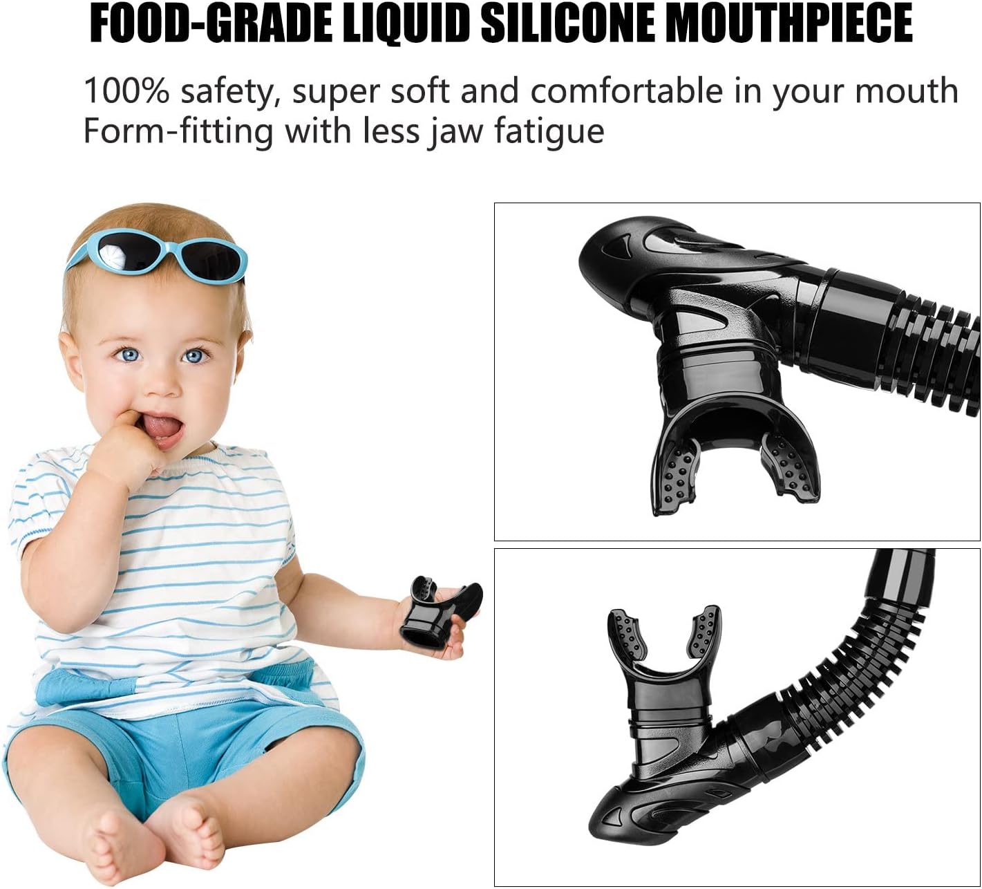 Aegend Dry Snorkel, Dive Mask Easy-Breath Free Diving Snorkel for Snorkeling Scuba Diving Freediving Swimming, with Top Dry Valve and Food-Grade Silicone Mouthpiece