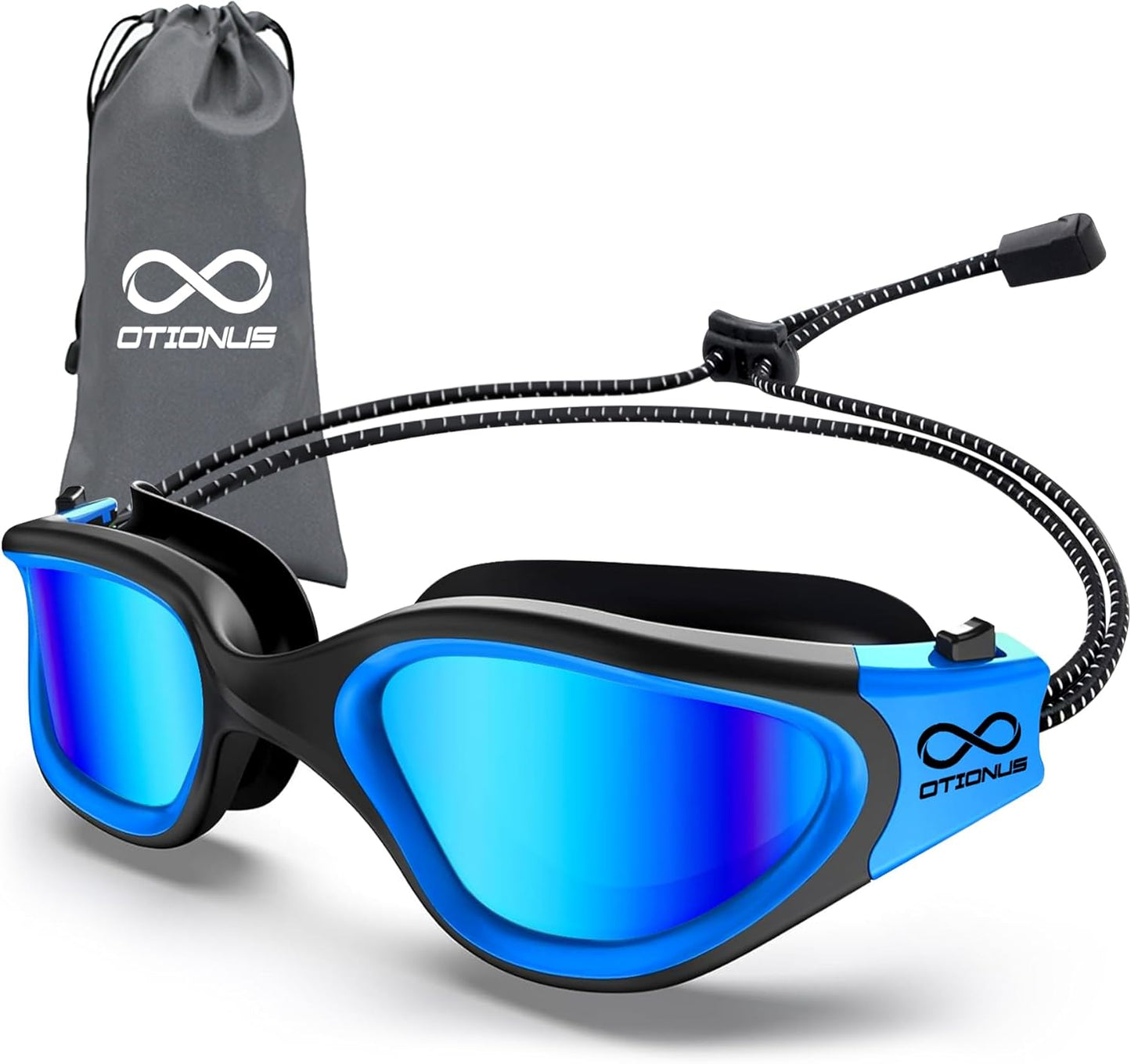 Swim Goggles, Polarized Adult Swimming Goggles Bungee Strap No Hair Pulling Anti-fog Pool Goggles for Men Women