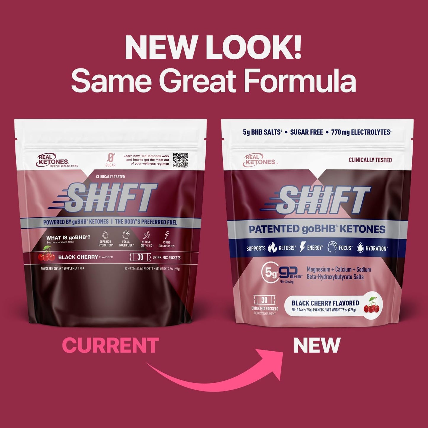 Real Ketones BHB Exogenous Ketones Drink Mix Packets Keto Electrolytes Powder Packets No Sugar with 4 Main Fasting Electrolytes Plus Hydrating Patented Keto BHB - 30 Count Black Cherry