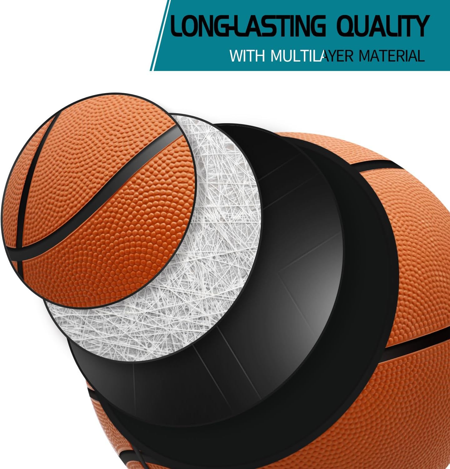 6 Pack 29.5" Official Size 7 Basketball Balls Inflatable with Pump for Men and Women for Outdoor, Indoor or Training, Mens Adult Basketball