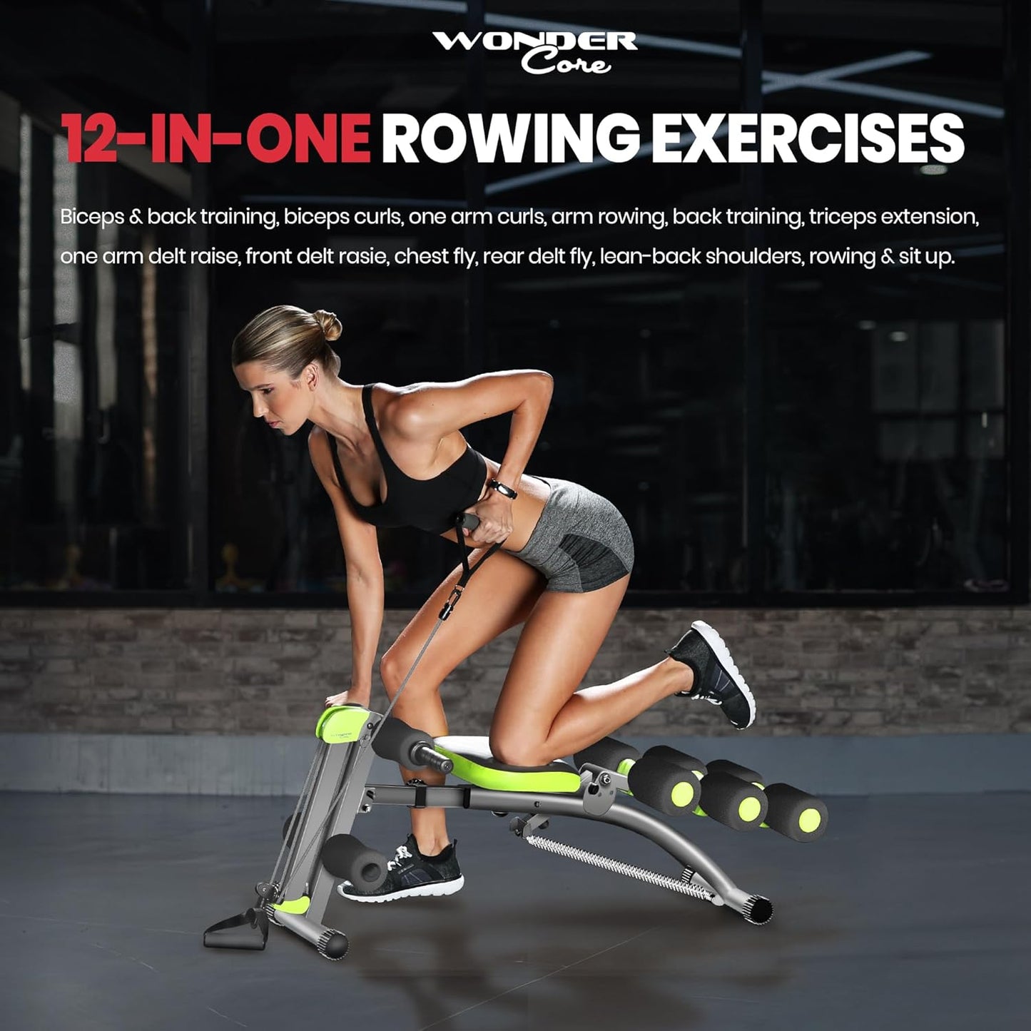 WONDER CORE 2 Total Gym Machine, Ab Workout Equipment, Adjustable Ab Machine for Stomach Workout, Sit Up Exercise Equipment for Home Workouts, Abdominal Trainer, Ab Lounger Exercise Chair