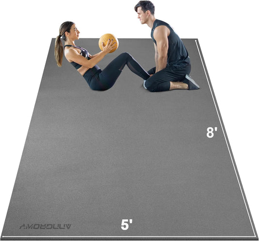 Large Exercise Mat 8'x5'|12'x6' Workout Mat for Home Gym Mats Exercise Heavy Duty Gym Flooring Fitness Mat Large Yoga Mat Cardio Mat for Weightlifting, Jump Rope, MMA, Shoe-Friendly