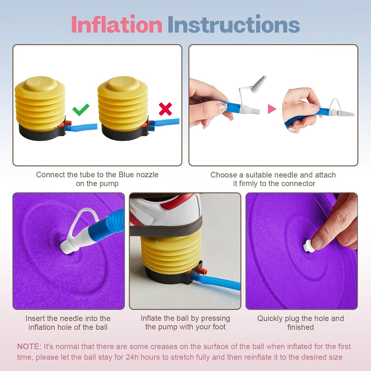 Exercise Ball, Extra Thick Yoga Ball for Workout Pregnancy Stability, 4 Sizes Anti-Burst Balance Ball with Foot Pump - Heavy Duty Fitness Ball Chair for Office, Home & Gym