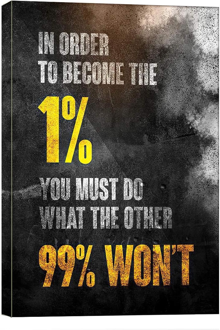 KaiLeFu-1% Entrepreneur Motivational Canvas Wall Art -Inspirational Wall Art Poster Quotes - Canvas Artwork Picture Print Framed for Home Office Bathroom Bedroom Bathroom Wall Decor-12 x16